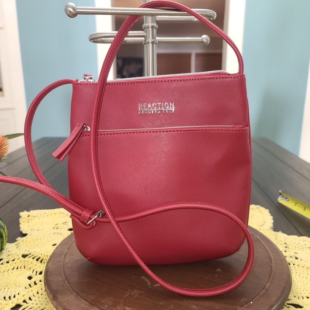 Kenneth Cole Reaction Red Faux Leather Crossbody Bag